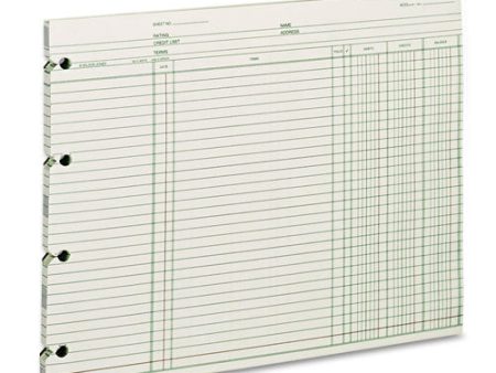 Accounting Sheets, 9.25 X 11.88, Green, Loose Sheet, 100 pack Supply