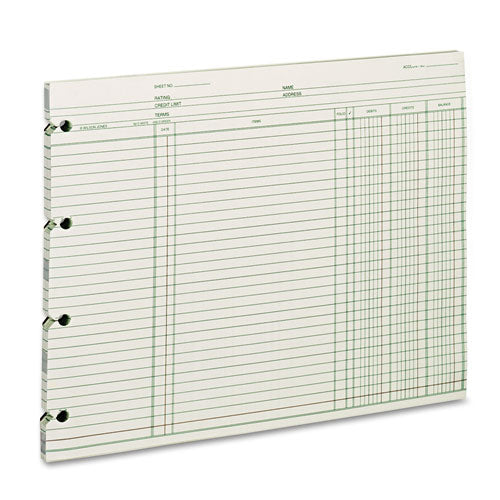 Accounting Sheets, 9.25 X 11.88, Green, Loose Sheet, 100 pack Supply