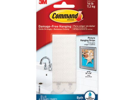 Bath Picture Hanging Strips, Large, Removable, Holds Up To 4 Lbs Per Pair, 0.75 X 3.65, White, 4 Pairs pack Hot on Sale