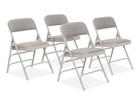 2300 Series Fabric Triple Brace Double Hinge Premium Folding Chair, Supports Up To 500 Lb, Greystone, 4 carton For Cheap