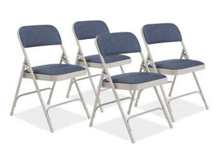 2200 Series Fabric Dual-hinge Premium Folding Chair, Supports Up To 500 Lb, Blue Seat, Blue Back, Gray Base, 4 carton Online