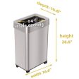 Open Top Trash Can With Wheels, Rectangular, 16 Gal, Plastic stainless Steel, Silver For Cheap