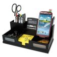 Midnight Black Desk Organizer With Smartphone Holder, 6 Compartments, Wood, 10.5 X 5.5 X 4 Fashion