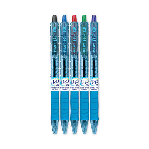 B2p Bottle-2-pen Recycled Ballpoint Pen, Retractable, Medium 1 Mm, Assorted Ink Colors, Translucent Blue Barrel, 5 pack Online Sale