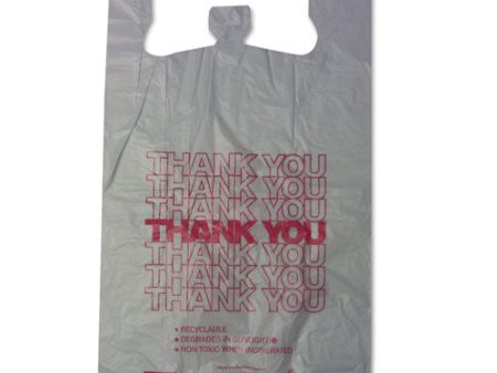 Thank You High-density Shopping Bags, Have A Nice Day Labeling, Cut-out Handles, 18  X 8  X 30 , White red, 500 carton Online Sale