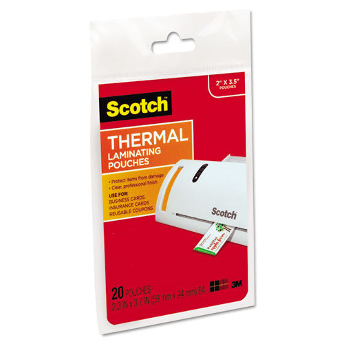 Laminating Pouches, 5 Mil, 3.75  X 2.38 , Gloss Clear, 20 pack For Discount