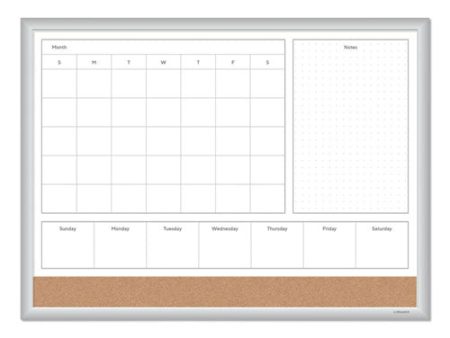 4n1 Magnetic Dry Erase Combo Board, Week month Planning, 24 X 18 (actual Size: 23 X 17), Tan wh Surface, Satin Aluminum Frame For Cheap