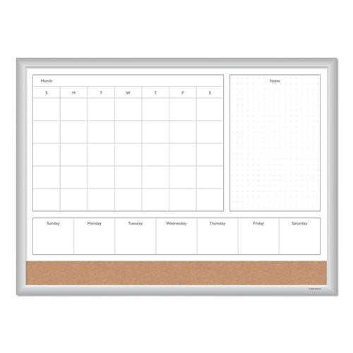 4n1 Magnetic Dry Erase Combo Board, Week month Planning, 24 X 18 (actual Size: 23 X 17), Tan wh Surface, Satin Aluminum Frame For Cheap