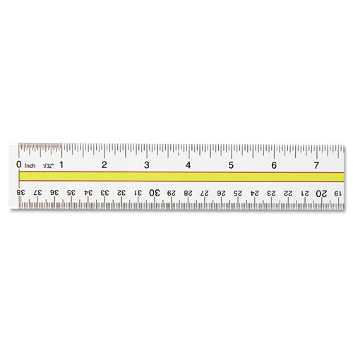 Acrylic Data Highlight Reading Ruler With Tinted Guide, 15  Long, Clear yellow Sale