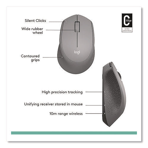 M330 Silent Plus Mouse, 2.4 Ghz Frequency 33 Ft Wireless Range, Right Hand Use, Gray Hot on Sale