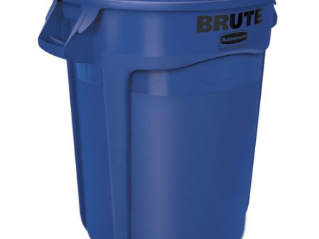 Vented Round Brute Container, 32 Gal, Plastic, Blue For Sale