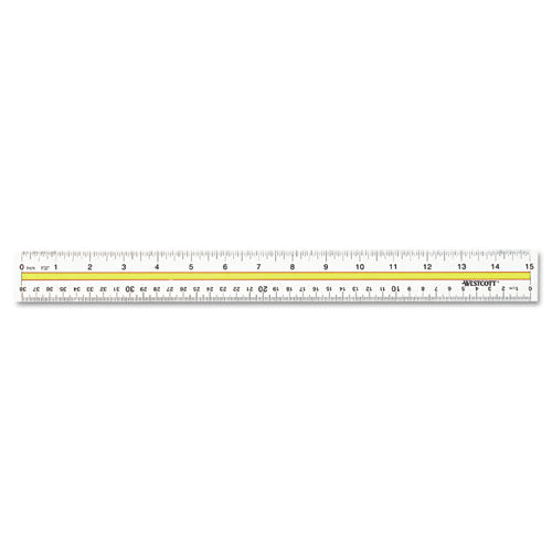 Acrylic Data Highlight Reading Ruler With Tinted Guide, 15  Long, Clear yellow Sale