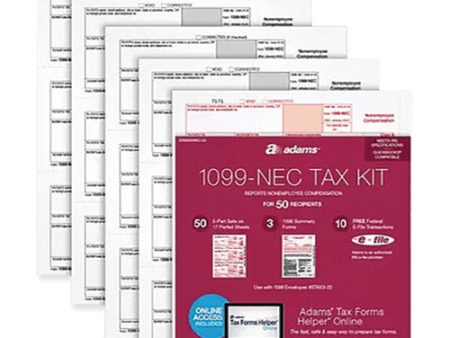 1099-nec + 1096 Tax Form Kit With E-file, Inkjet laser, Fiscal Year: 2023, 5-part, 8.5 X 3.67, 3 Forms sheet, 50 Forms Total For Sale