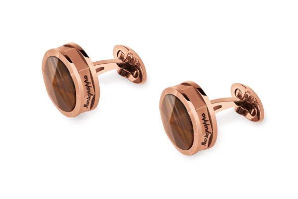 Montegrappa Nerouno Cufflinks - Rose Gold with Tiger Eye Inlay -IDNRCLTS Sale