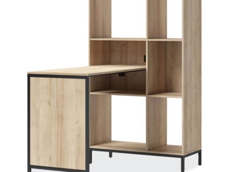 Turing Home Office Workstation With Integrated Bookcase And Power Center, 48.3  X 31.75  X 55.25 , Desert Ash black Supply