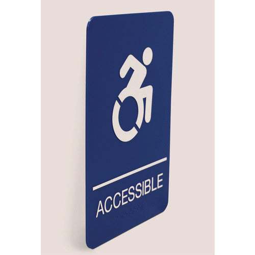 Ada Sign, Accessible, 6 X 9, Blue Face, White Graphics on Sale