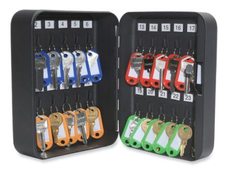 24-slot Key Box, 6.3 X 2.9 X 7.8, Steel, Black Hot on Sale