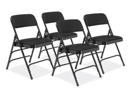 2300 Series Fabric Upholstered Triple Brace Premium Folding Chair, Supports Up To 500 Lb, Midnight Black, 4 carton Cheap