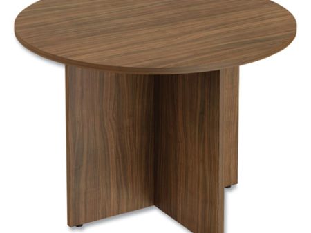 Alera Valencia Round Conference Table With Legs, 42  Diameter X 29.5h, Modern Walnut Cheap