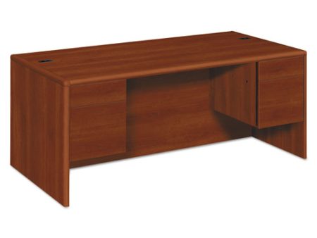 10700 Series Double Pedestal Desk With Three-quarter Height Pedestals, 72  X 36  X 29.5 , Cognac Fashion