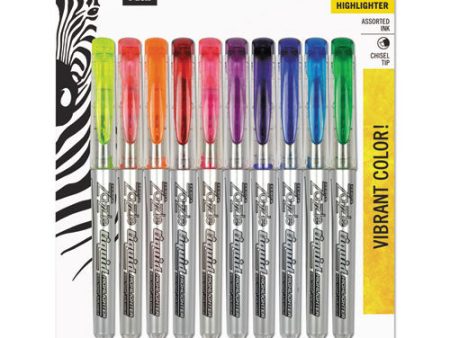 Zazzle Liquid Ink Highlighter, Assorted Ink Colors, Chisel Tip, Assorted Barrel Colors, 10 set Cheap