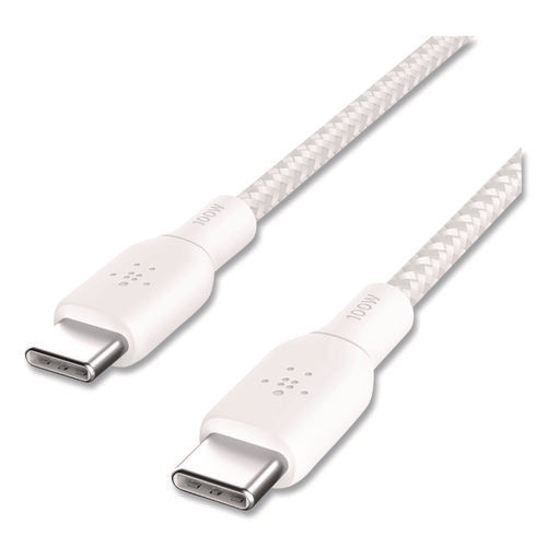 Boost Charge Braided Usb-c To Usb-c Cable, 100 W Power Delivery, 6.6 Ft, White, 2 pack Online now