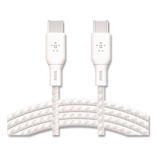 Boost Charge Braided Usb-c To Usb-c Cable, 100 W Power Delivery, 6.6 Ft, White, 2 pack Online now