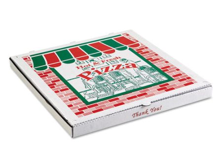 Corrugated Pizza Boxes, Storefront, 14 X 14 X 1.75, Brown red green, 50 carton Online