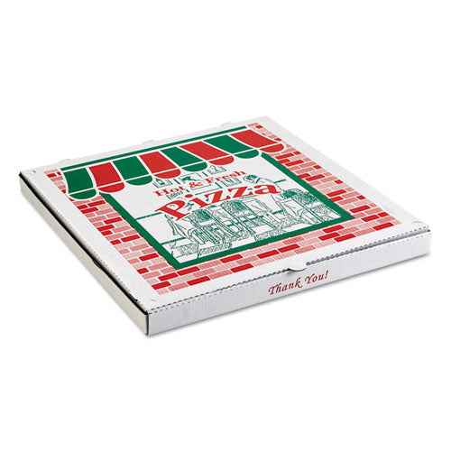 Corrugated Pizza Boxes, Storefront, 14 X 14 X 1.75, Brown red green, 50 carton Online