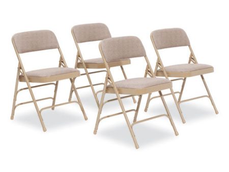 2300 Series Fabric Triple Brace Double Hinge Premium Folding Chair, Supports Up To 500 Lb, Cafe Beige, 4 carton For Sale