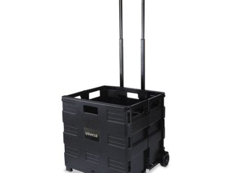 Collapsible Mobile Storage Crate, Plastic, 18.25 X 15 X 18.25 To 39.37, Black Sale