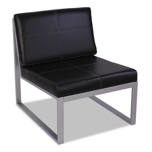 Alera Ispara Series Armless Chair, 26.57  X 30.71  X 31.1 , Black Seat, Black Back, Silver Base For Sale