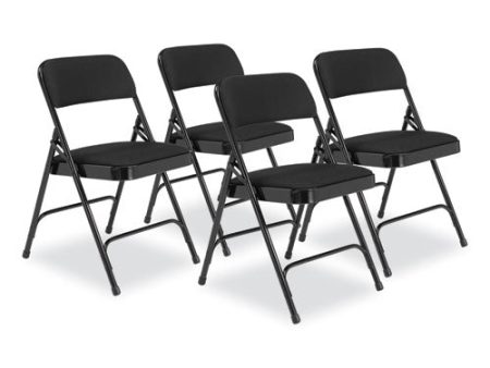 2200 Series Fabric Dual-hinge Folding Chair, Supports 500 Lb, Midnight Black Seat back, Black Base, 4 carton Online Hot Sale