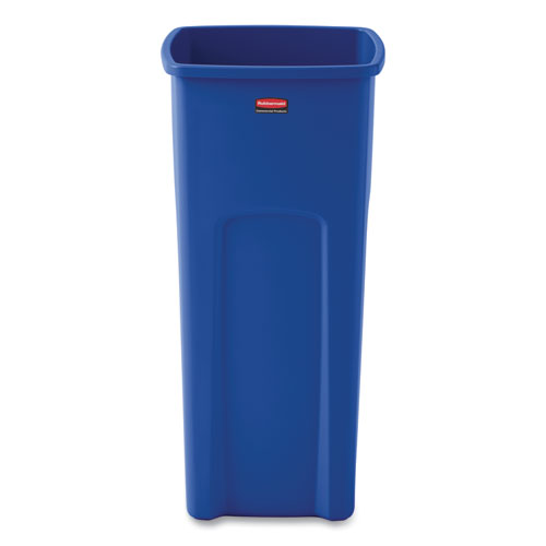 Untouchable Square Waste Receptacle, 23 Gal, Plastic, Blue Online