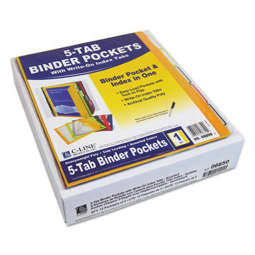 Binder Pocket With Write-on Index Tabs, 9.88 X 11.38, Assorted, 5 set Online Hot Sale