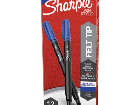 Water-resistant Ink Porous Point Pen, Stick, Fine 0.4 Mm, Blue Ink, Black blue Barrel, Dozen Hot on Sale