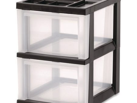 2-compartment Desktop Stackable Storage Drawer, 12.17 X 14.33 X 16.77, Black translucent White on Sale