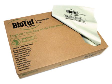 Biotuf Compostable Can Liners, 60 Gal, 0.9 Mil, 38  X 58 , Green, 20 Bags roll, 5 Rolls carton Fashion