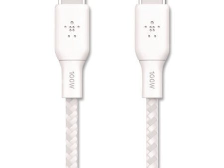 Boost Charge Braided Usb-c To Usb-c Cable, 100 W Power Delivery, 6.6 Ft, White, 2 pack Online now