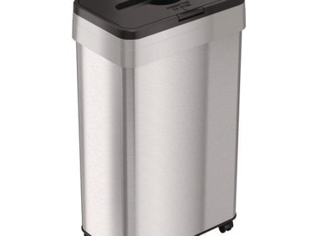 Open Top Trash Bin With Wheels And Color-coded Lid, 21 Gal, Plastic stainless Steel, Silver black Online Hot Sale