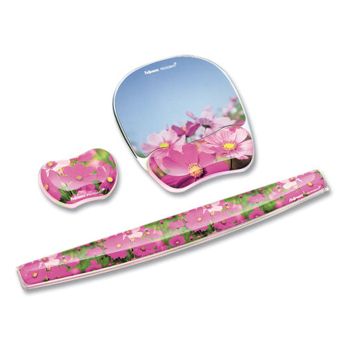 Photo Gel Mouse Pad With Wrist Rest With Microban Protection, 9.25 X 7.87, Pink Flowers Design For Discount