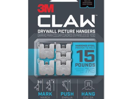 Claw Drywall Picture Hanger, Stainless Steel, 15 Lb Capacity, 5 Hooks And 5 Spot Markers Hot on Sale