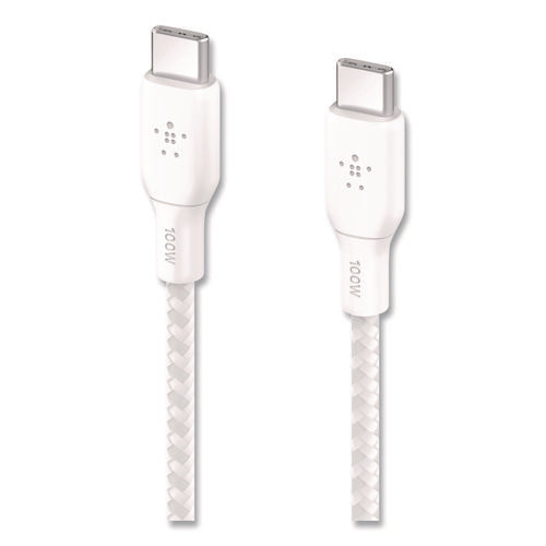 Boost Charge Braided Usb-c To Usb-c Cable, 100 W Power Delivery, 6.6 Ft, White, 2 pack Online now