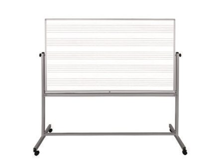 Mobile Music Staff Whiteboard, Dual-sided Music Notation, 72  X 48 , White Surface, Silver Aluminum Frame Fashion