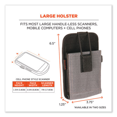 Squids 5542 Phone Style Scanner Holster With Belt Loop, Large, 1 Compartment, 3.75 X 1.25 X 6.5, Polyester, Gray Online now