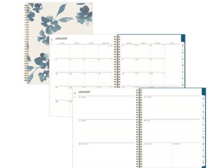 Bakah Blue Weekly monthly Planner, Floral Artwork, 11 X 8.5, Blue white Cover, 12-month (jan To Dec): 2025 Discount