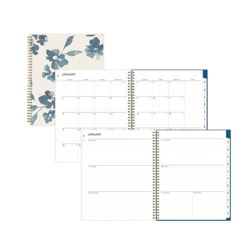 Bakah Blue Weekly monthly Planner, Floral Artwork, 11 X 8.5, Blue white Cover, 12-month (jan To Dec): 2025 Discount