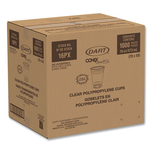 Conex Clearpro Plastic Cold Cups, 16 Oz, Clear, 50 pack, 20 Packs carton Fashion