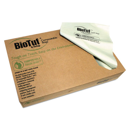 Biotuf Compostable Can Liners, 64 Gal, 0.8 Mil, 47  X 60 , Green, 25 Bags roll, 5 Rolls carton Cheap