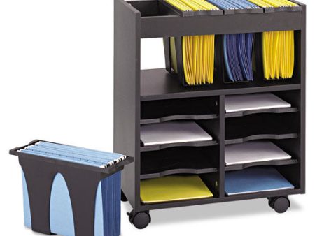 Go Cart Mobile File, Engineered Wood, 8 Shelves, 4 Bins, 14.5  X 21.5  X 26.25 , Black on Sale